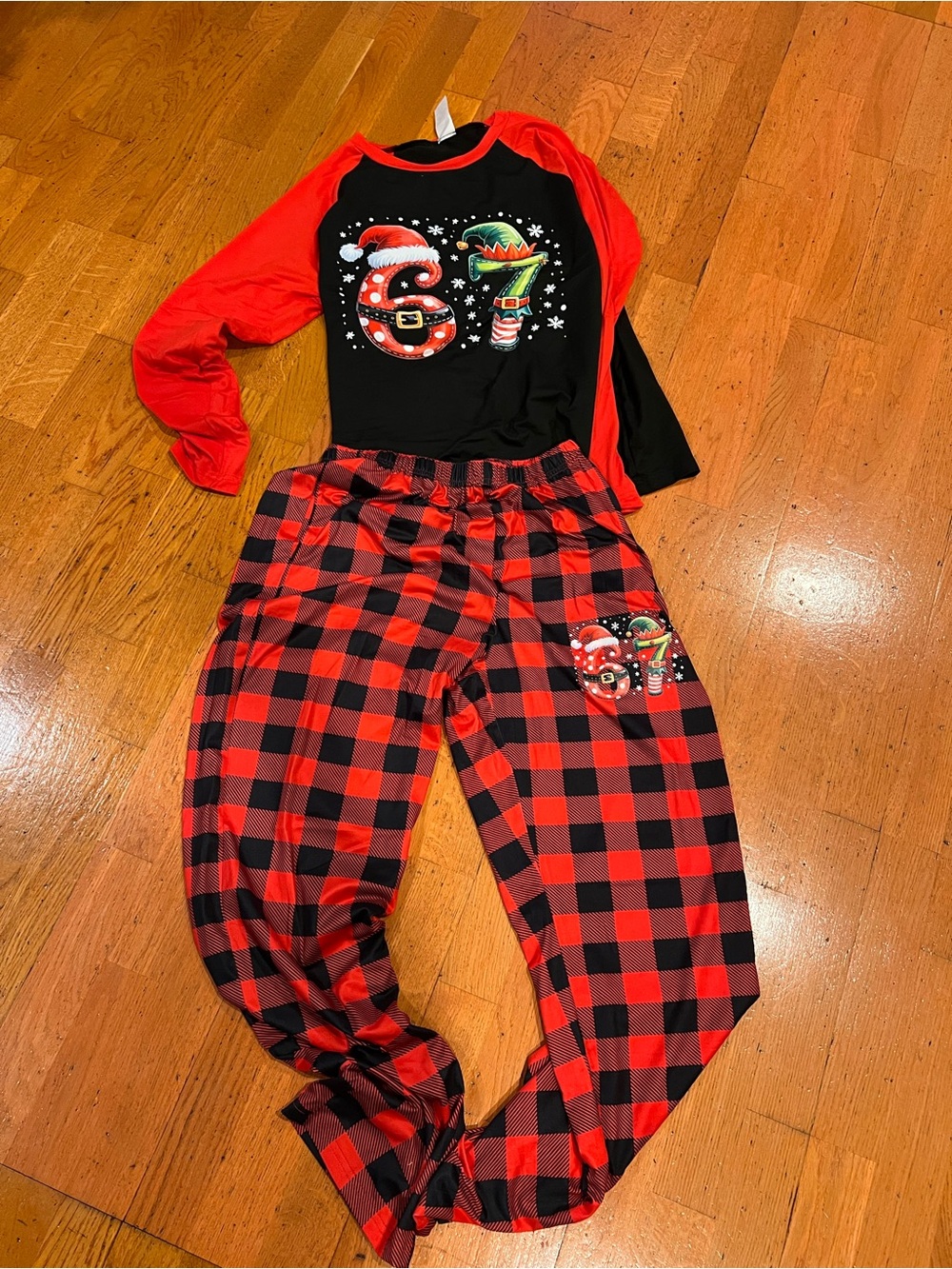 Unisex Red & Black Buffalo Plaid Christmas Pajama Set